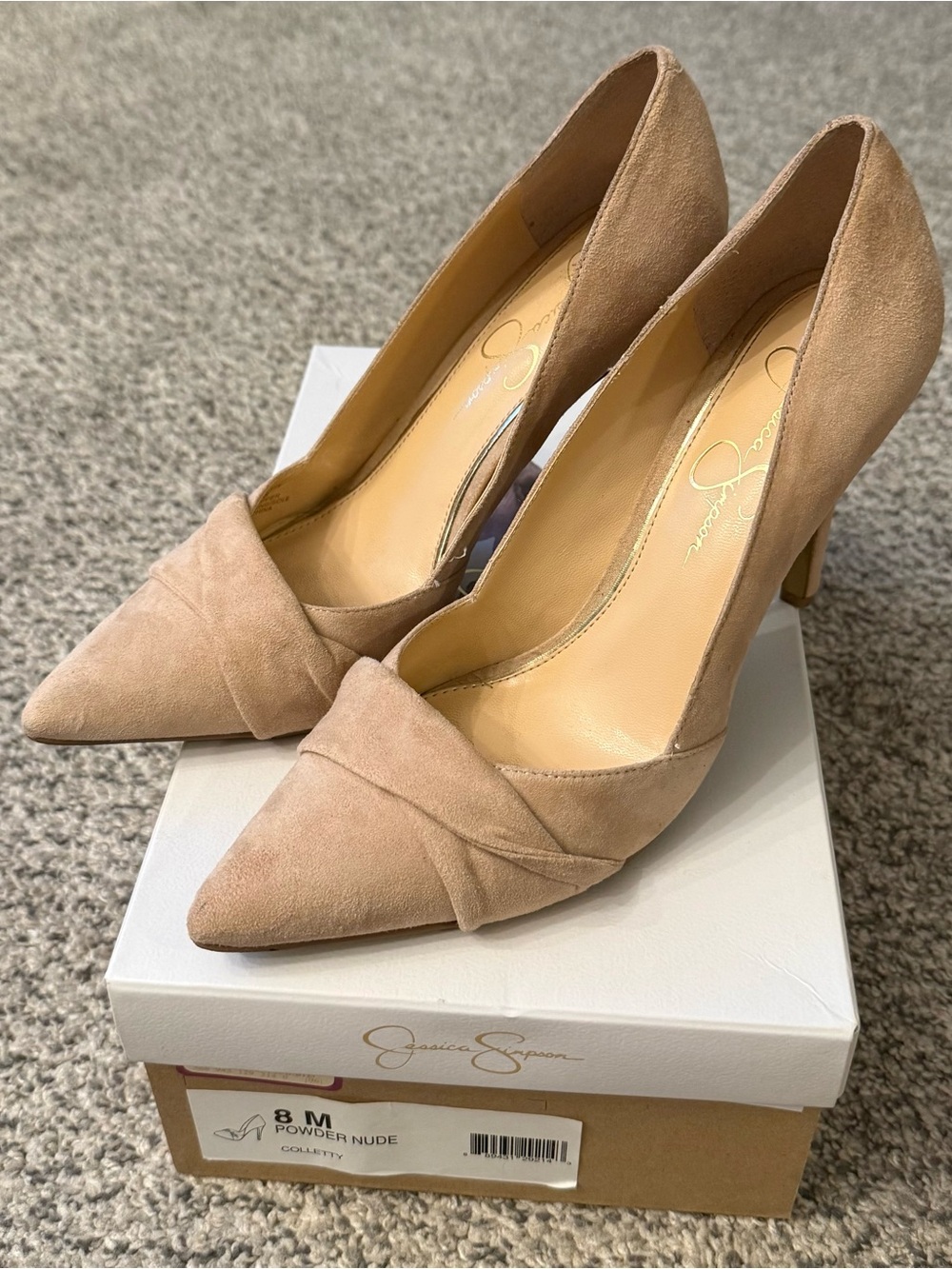 Jessica Simpson Nude Suede Pointed-Toe Pumps